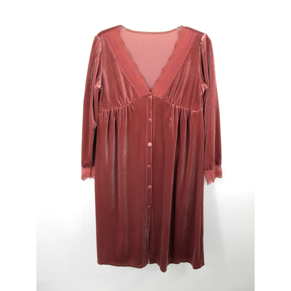 Midi Velour Dress Women Oversized Small Rose Gold Pink Lace V-Neck Renaissance